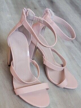 Charlotte Russe Pale Pink Strappy Block Heel Sandals